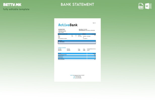 Модерен стил Португалија Activobank S.A. шаблон ексел за извод од банка